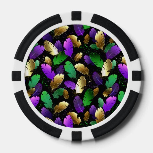 Seamless Pattern with Mardi Gras feathers Pokerchips (Vorderseite)