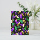 Seamless Pattern with Mardi Gras feathers Postkarte (Stehend Vorderseite)