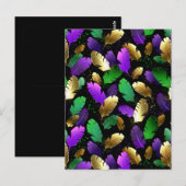 Seamless Pattern with Mardi Gras feathers Postkarte (Vorne/Hinten)