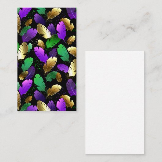 Seamless Pattern with Mardi Gras feathers Rabattkarte (Vorne/Hinten)
