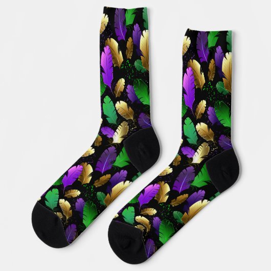 Seamless Pattern with Mardi Gras feathers Socken (Linkes Detail)