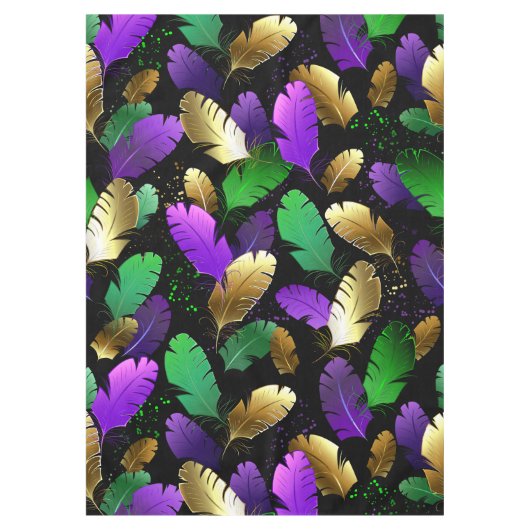 Seamless Pattern with Mardi Gras feathers Tischdecke (Vorderseite)