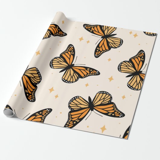Seamless pattern with monarch butterflies. Contemp Geschenkpapier (Ungerollt)