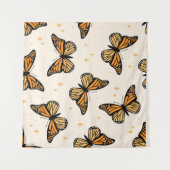 Seamless pattern with monarch butterflies. Contemp Wandteppich (Vorderseite (Horizontal))