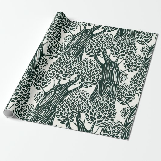 seamless pattern with old deciduous trees. Styliz Geschenkpapier (Ungerollt)