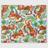 Seamless pattern with painted in watercolor tigers geschenkpapier (Flach)