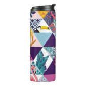 seamless pattern with Parrot, Toucans, Hummingbird Thermosbecher (Nach links gedreht)
