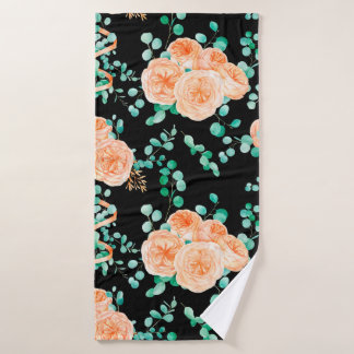 Seamless Pattern with Peach and Orange with Englis Badehandtuch