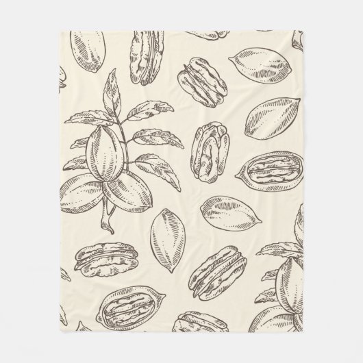 Seamless pattern with pecan: pecan nuts and leaves fleecedecke (Vorderseite)