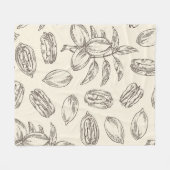 Seamless pattern with pecan: pecan nuts and leaves fleecedecke (Vorderseite (Horizontal))