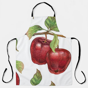 Seamless pattern with red apples. Realistic vintag Schürze