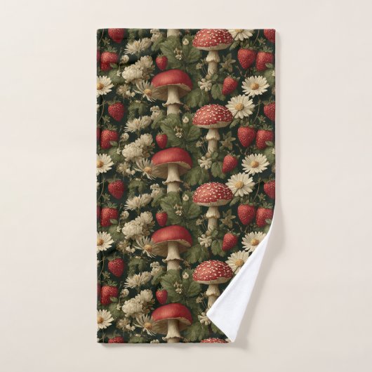 Seamless Pattern with Red Fly Agaric and Flowers Badhandtuch Set (Handtuch)