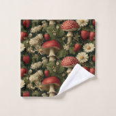 Seamless Pattern with Red Fly Agaric and Flowers Badhandtuch Set (Waschlappen)