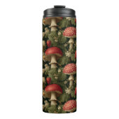Seamless Pattern with Red Fly Agaric and Flowers Thermosbecher (Vorderseite)
