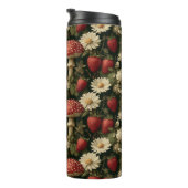 Seamless Pattern with Red Fly Agaric and Flowers Thermosbecher (Nach rechts gedreht)