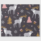 seamless pattern with reindeer, fir trees and sno geschenkpapier (Flach)