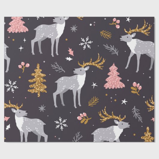  seamless pattern with reindeer, fir trees and sno geschenkpapier (Flach)