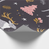 seamless pattern with reindeer, fir trees and sno geschenkpapier (Ecke)