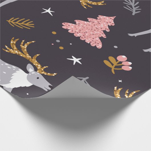  seamless pattern with reindeer, fir trees and sno geschenkpapier (Ecke)