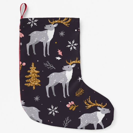 seamless pattern with reindeer, fir trees and sno kleiner weihnachtsstrumpf (Vorderseite)