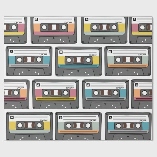 Seamless pattern with retro cassette tapes in dood geschenkpapier (Flach)
