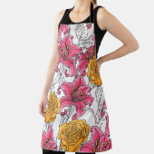 Seamless pattern with roses and lilies. Hand Drawn Schürze (InSitu)