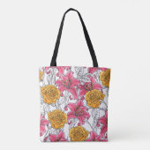 Seamless pattern with roses and lilies. Hand drawn Tasche (Rückseite)