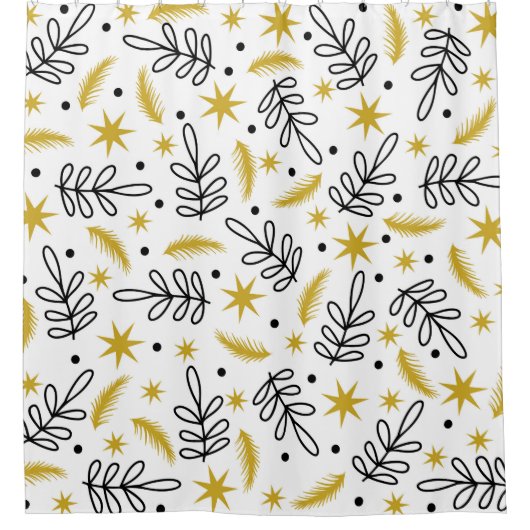 Seamless pattern with snowflakes and fir branches. duschvorhang (Vorderseite)