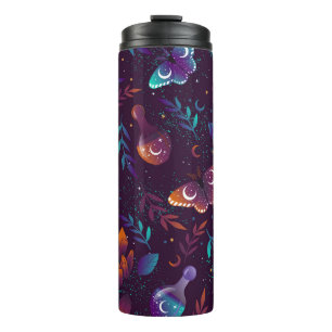 Seamless pattern with space butterfly, crystals, h thermosbecher