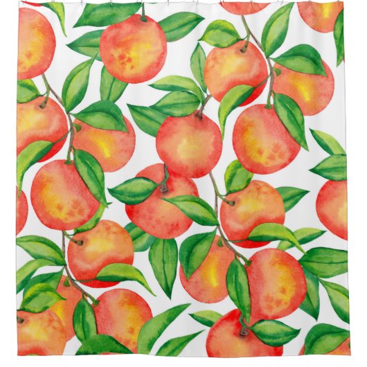 Seamless pattern with watercolor mandarin fruit an duschvorhang (Vorderseite)