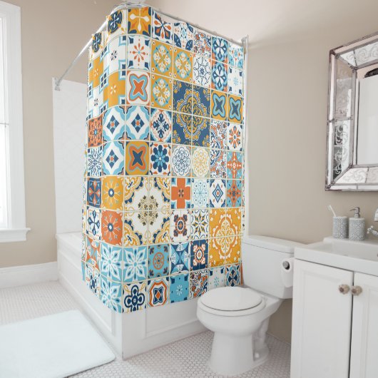 Seamless pattern with with Portuguese tiles. illus Duschvorhang (Beispiel)