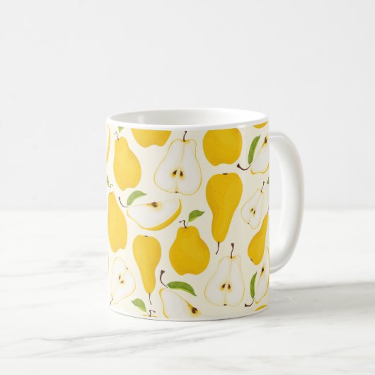 Seamless pear pattern. Different pears whole fruit Kaffeetasse (VorderseiteRechts)
