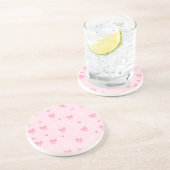 Seamless Pink Bow and Floral Pattern – Cute Girly Getränkeuntersetzer (Seite)