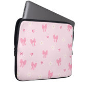 Seamless Pink Bow and Floral Pattern – Cute Girly  Laptopschutzhülle (Vorne Rechts)
