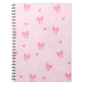 Seamless Pink Bow and Floral Pattern – Cute Girly  Notizblock (Vorderseite)