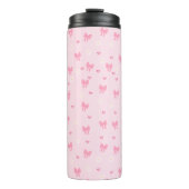 Seamless Pink Bow and Floral Pattern – Cute Girly Thermosbecher (Vorderseite)