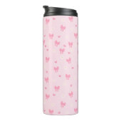 Seamless Pink Bow and Floral Pattern – Cute Girly Thermosbecher (Nach rechts gedreht)