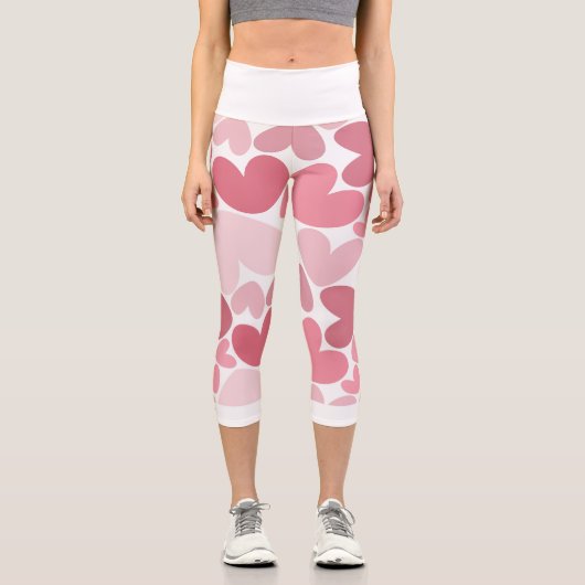 Seamless Pink Hearts Pattern Leggings – Romantic (Vorderseite)