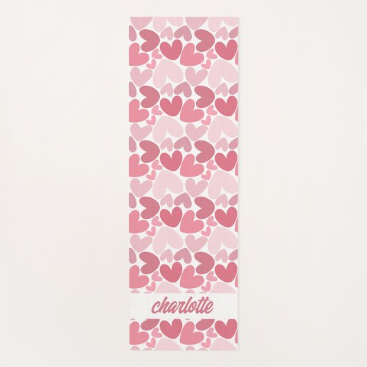 Seamless Pink Hearts Pattern Yoga Mat – Romantic  Yogamatte (Vorderseite)