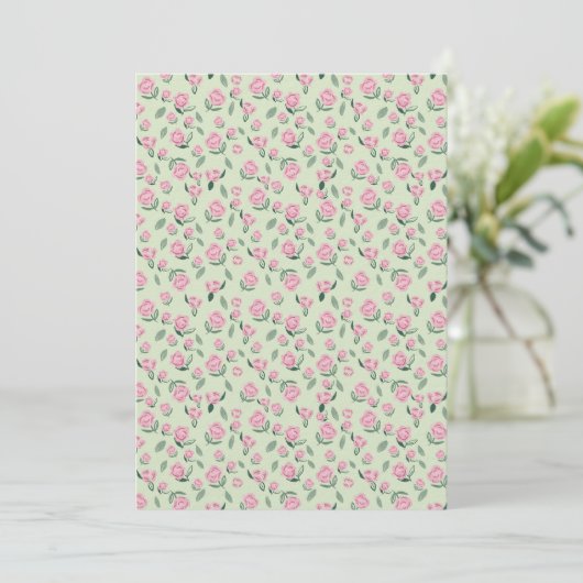 Seamless Pink Rose Watercolor Pattern Einladung (Stehend Vorderseite)