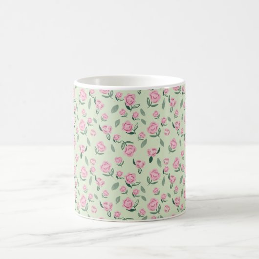 Seamless Pink Rose Watercolor Pattern Kaffeetasse (Mittel)