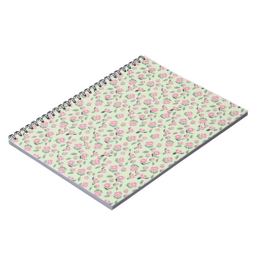 Seamless Pink Rose Watercolor Pattern Notizblock (Linke Seite)