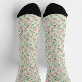Seamless Pink Rose Watercolor Pattern Socken (Oben)