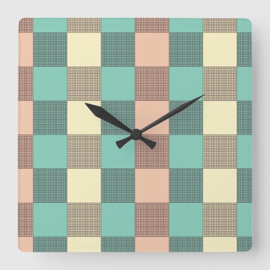 Seamless plaid pattern   quadratische wanduhr (Vorderseite)