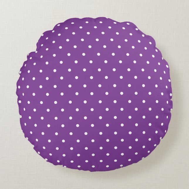Seamless purple background polka dot pattern  rundes kissen (Vorderseite)