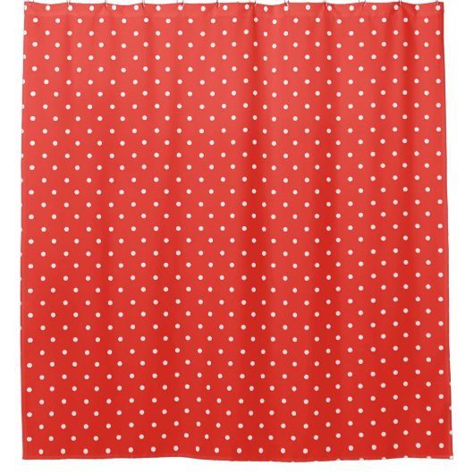 Seamless red background polka dot pattern duschvorhang (Vorderseite)