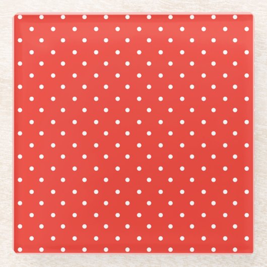 Seamless red background polka dot pattern glasuntersetzer (Vorderseite)