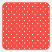 Seamless red background polka dot pattern quadratischer aufkleber (Vorderseite)