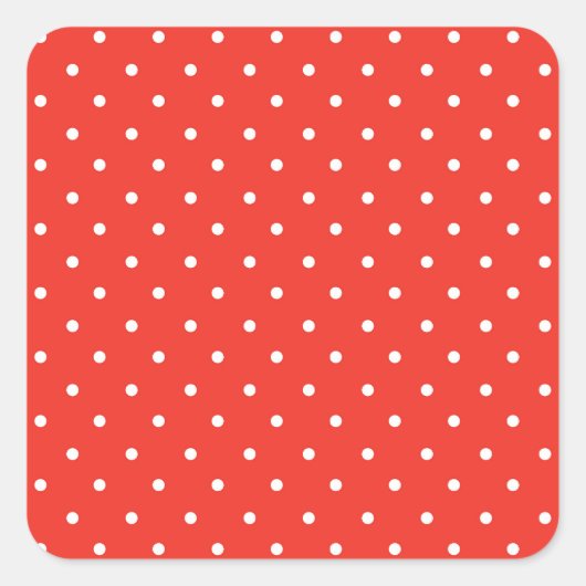 Seamless red background polka dot pattern quadratischer aufkleber (Vorderseite)