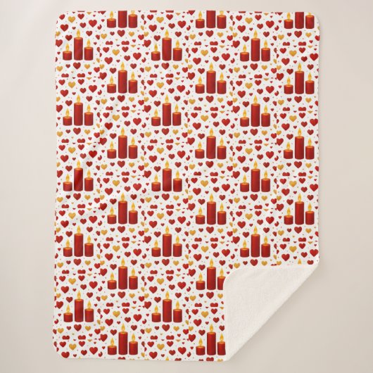 "Seamless Red & Gold Candlelight Hearts Pattern –  Sherpadecke (Vorderseite)